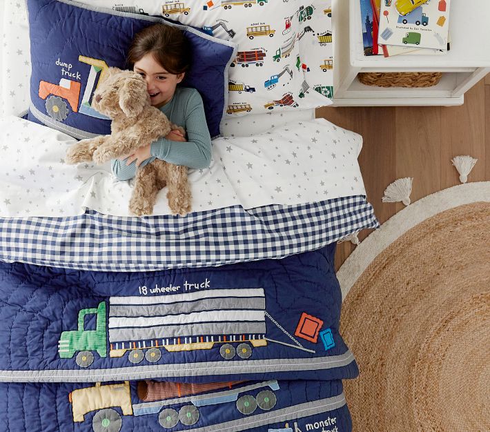 Busy Trucks Quilt & Shams Pottery Barn Kids