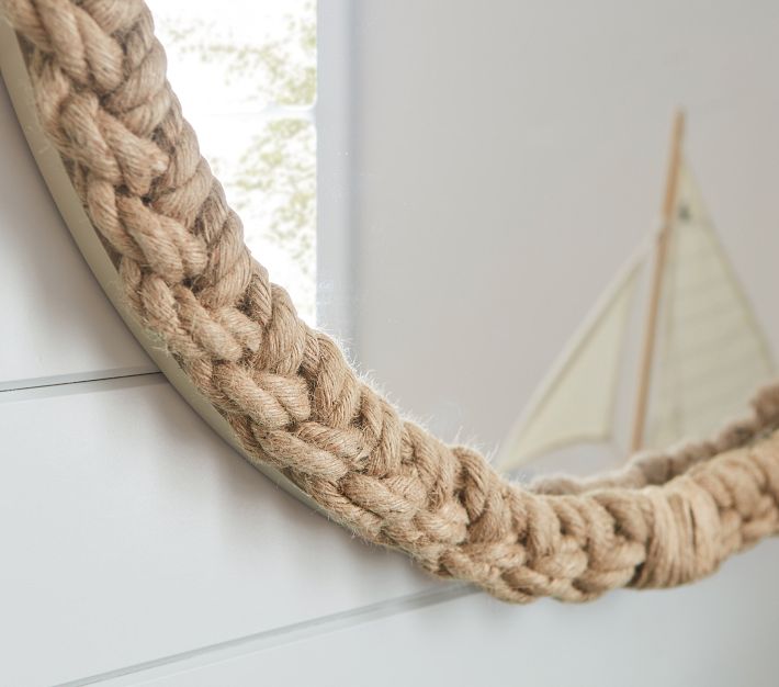 Braided Natural Rope Round Mirror