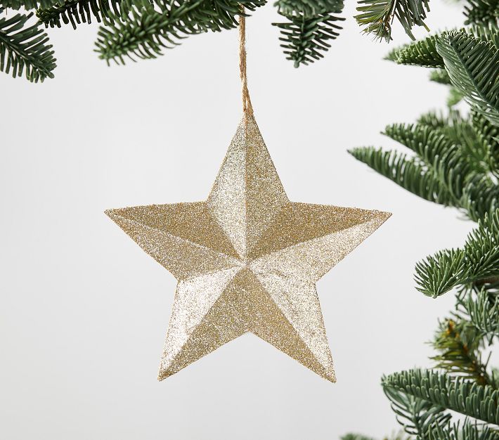 Paper Glitter Stars Ornaments, Set Of 9