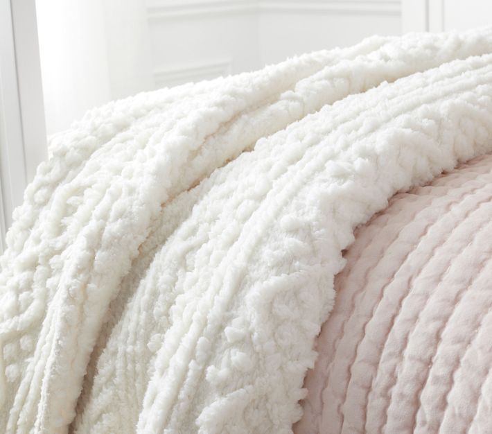Carved Cable Sherpa Bed Blanket Pottery Barn Kids