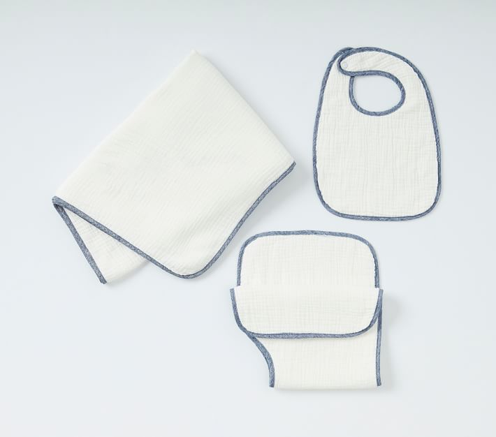 Muslin Linen Trim Burp Cloth Pottery Barn Kids
