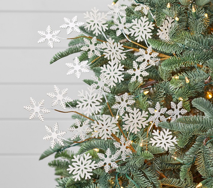 White Wood Snowflake Tree Picks, Set Of 2