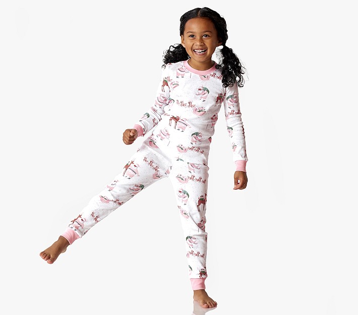 Blush Heritage Santa Organic Pajama Set Pottery Barn Kids