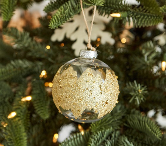 Mercury Gold & Silver Glitter Ball Ornaments, Set of 7 | Pottery Barn Kids