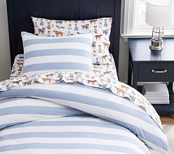 Chambray Stripe Organic Duvet & Shams