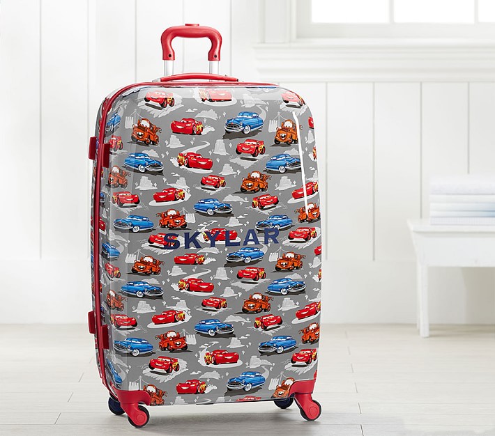 Gray Red Pixar Cars Extra Large Hard Sided Kids Luggage | Pottery