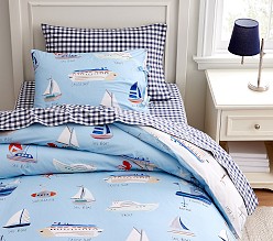 Sailboat Organic Reversible Duvet & Shams