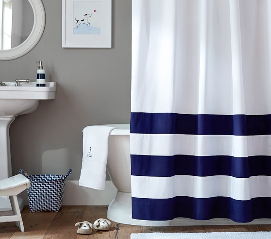 Striped Bottom Kids Shower Curtain | Pottery Barn Kids