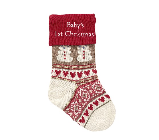 Baby's First Snowman Classic Fair Isle Christmas Stocking | Pottery ...