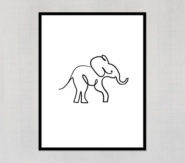 Baby Elephant Framed Art Modern Nursery Art Pottery Barn Kids