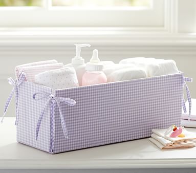 Lavender Gingham Changing Table Organizer | Pottery Barn Kids