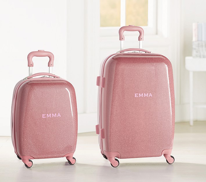 Pink Sparkle Glitter Hard Sided Kids Suitcase | Pottery Barn Kids
