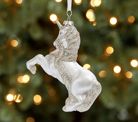Mercury Glass Christmas Ornaments Rainbows & Unicorns | Pottery Barn Kids