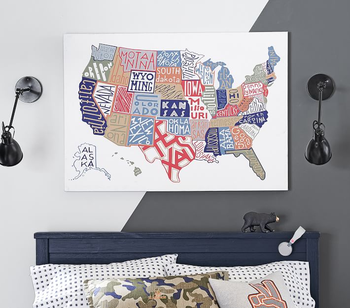 Pixel US Map Wall Art, Canvas Prints, Framed Prints, Wall Peels
