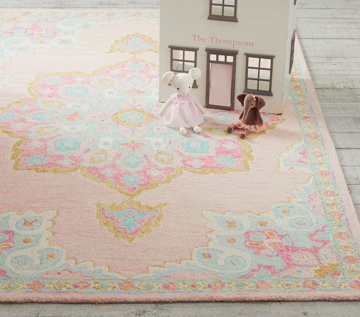 Pottery Barn Kids Sophia Rug 4x6 AND Rug Pad- Brand New. Too Small