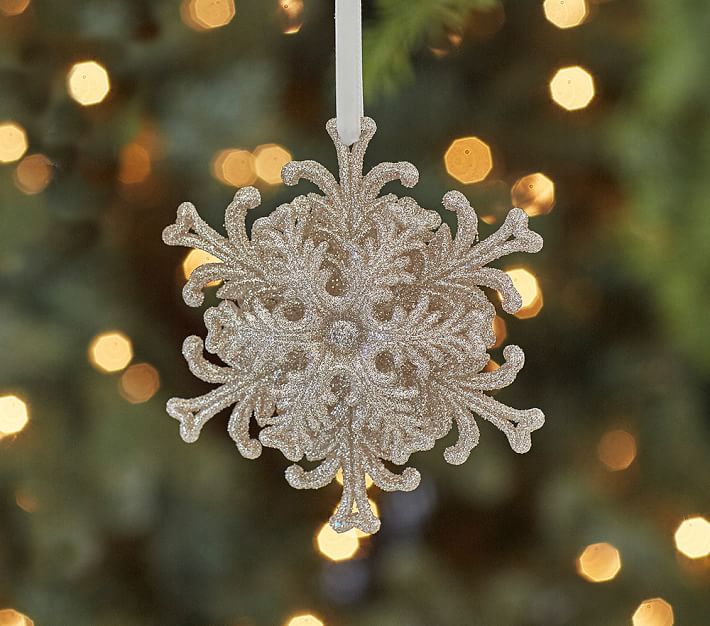 Classic Silver Glitter Christmas Ornaments | Pottery Barn Kids