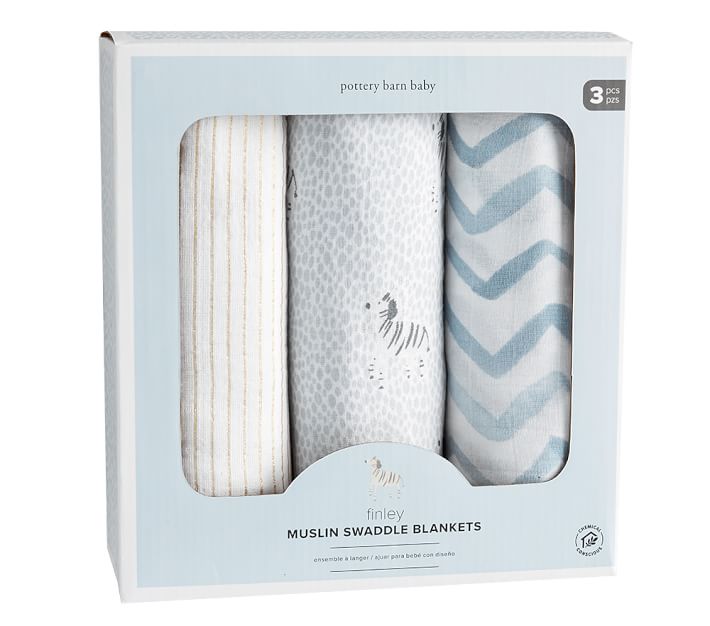 Muslin Finley Zebra Swaddle Set Pottery Barn Kids
