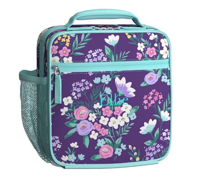 Lavender Insulated Lunch Box, Purple Floral Flowers Cute Food Container  Adult Kids Women Teens Men Black School Work