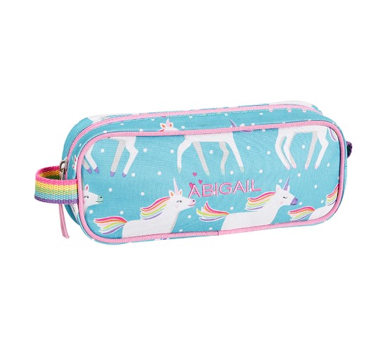 Mackenzie Aqua Unicorn Kids Pencil Case | Pottery Barn Kids