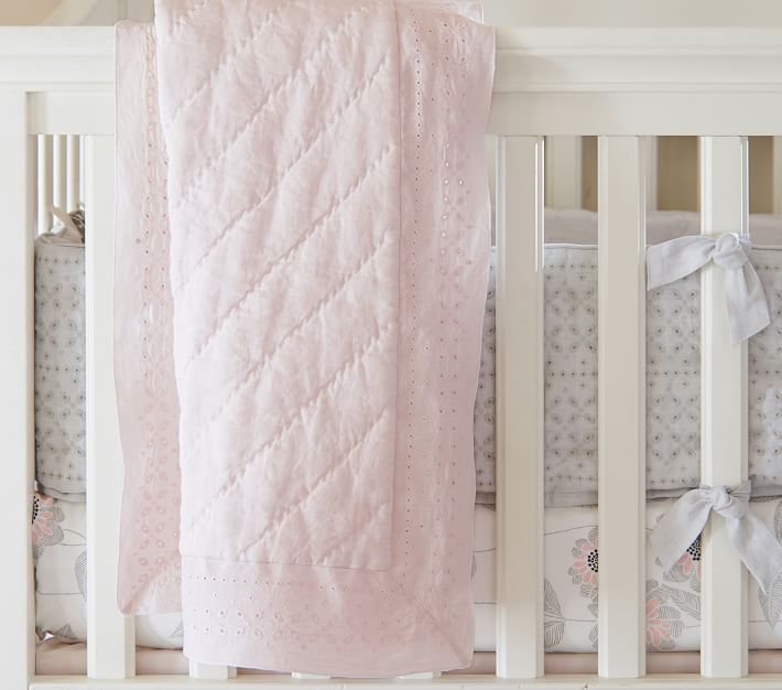 Belgian Flax Linen Eyelet Baby Bedding Crib Bedding Pottery Barn Kids