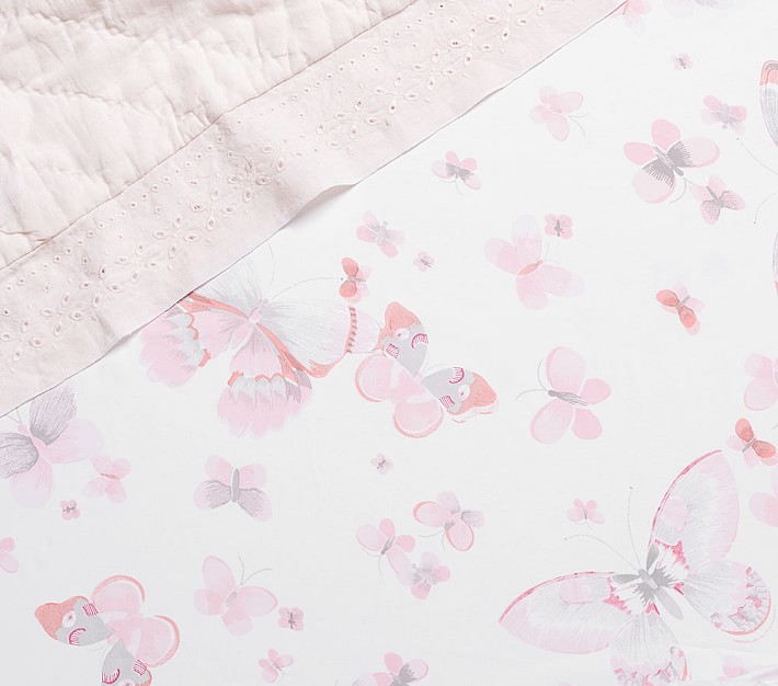 Sateen Adelaide Butterfly Crib Sheets Pottery Barn Kids