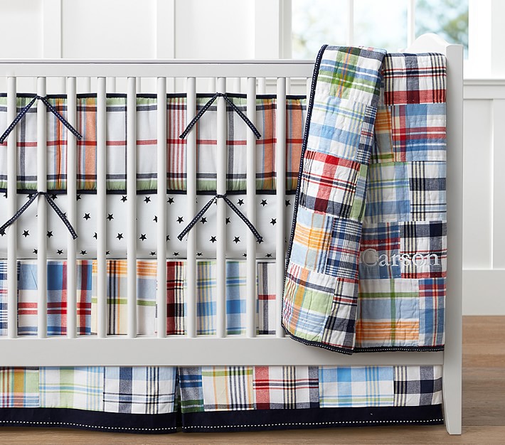 Plaid crib bedding store set