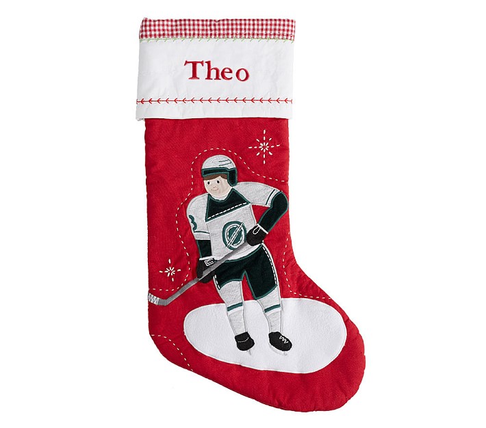 Hockey Player Quilted Christmas Stocking Pottery Barn Kids