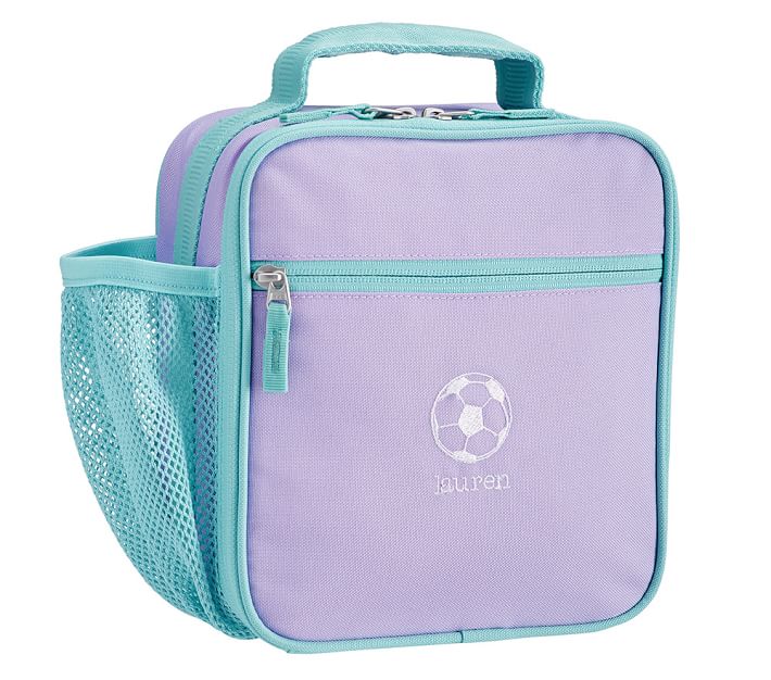 Mackenzie Lavender Aqua Trim Solid Classic Kids Lunch Box | Pottery ...