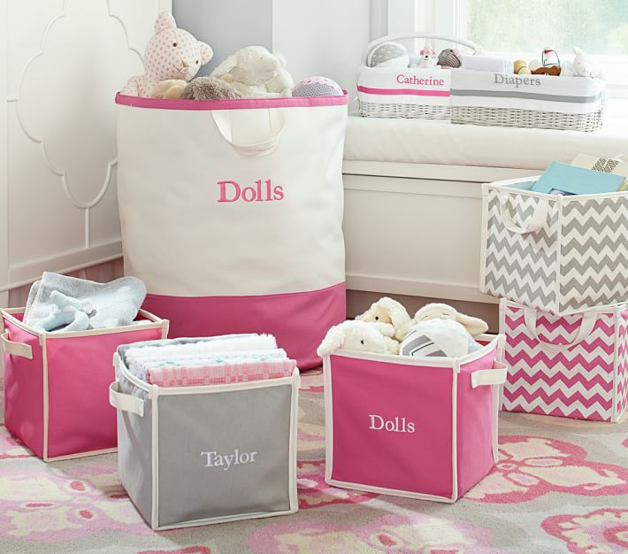 Pink Harper Canvas Storage Kids Storage Pottery Barn Kids