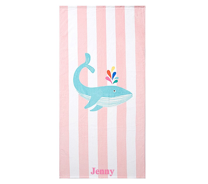 Whale Stripes Kids Beach Towel | Pottery Barn Kids