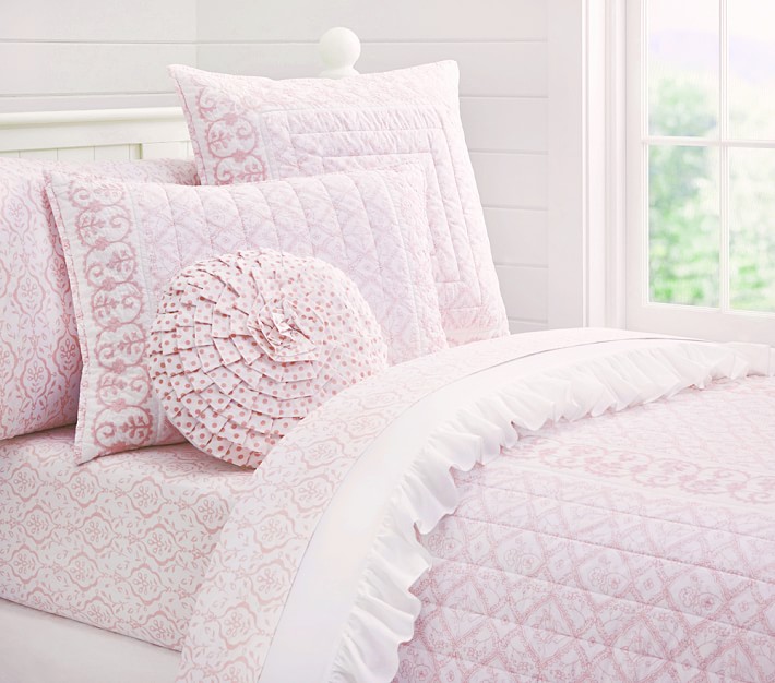 Pottery barn pink clearance bedding