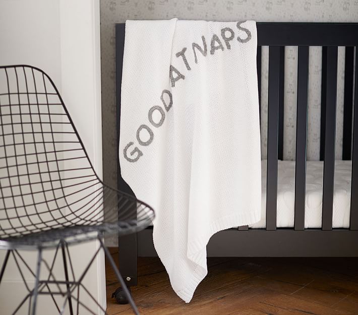 Good At Naps Knit Modern Baby Blanket Pottery Barn Kids