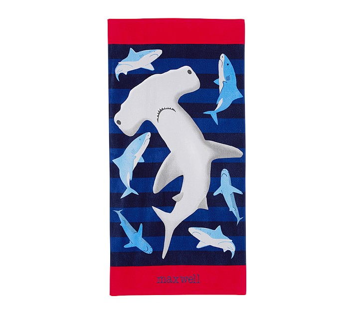 Classic Shark Print Kids Beach Towel | Pottery Barn Kids