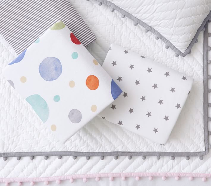 Organic Flannel Oversized Bubble Dot Crib Sheets Pottery Barn Kids