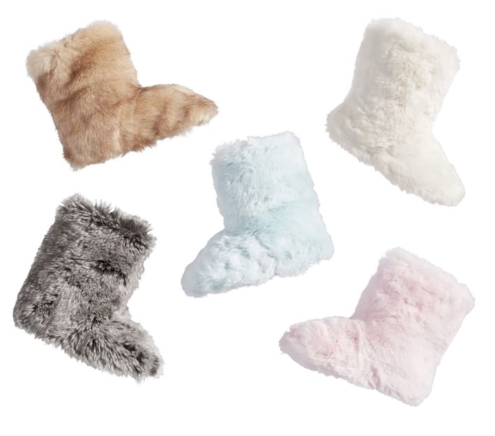 Kids faux 2024 fur slippers