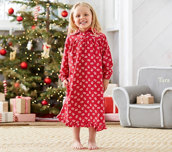 Floral Girls' Flannel Nightgown | Pottery Barn Kids