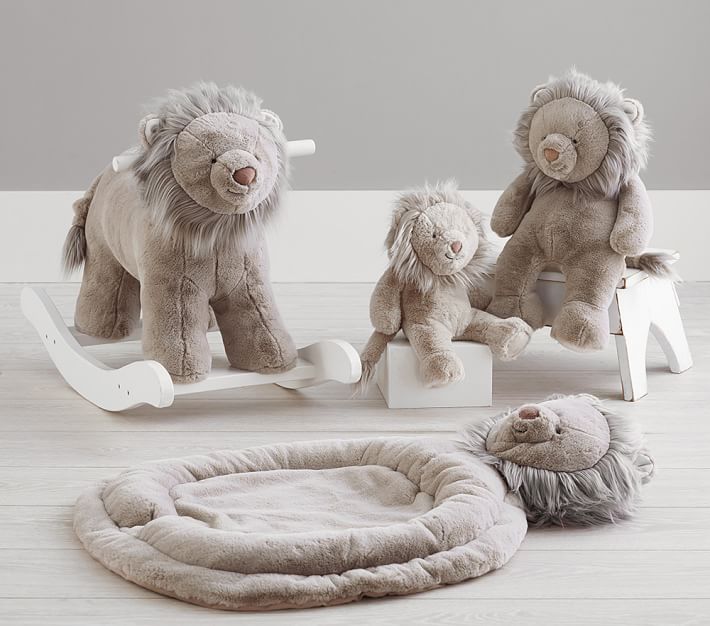 Taupe Lion Interactive Plush Play Mat Baby Toy Pottery Barn Kids
