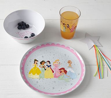 Disney Princess Melamine Kids Dinnerware Set with Water Bottle