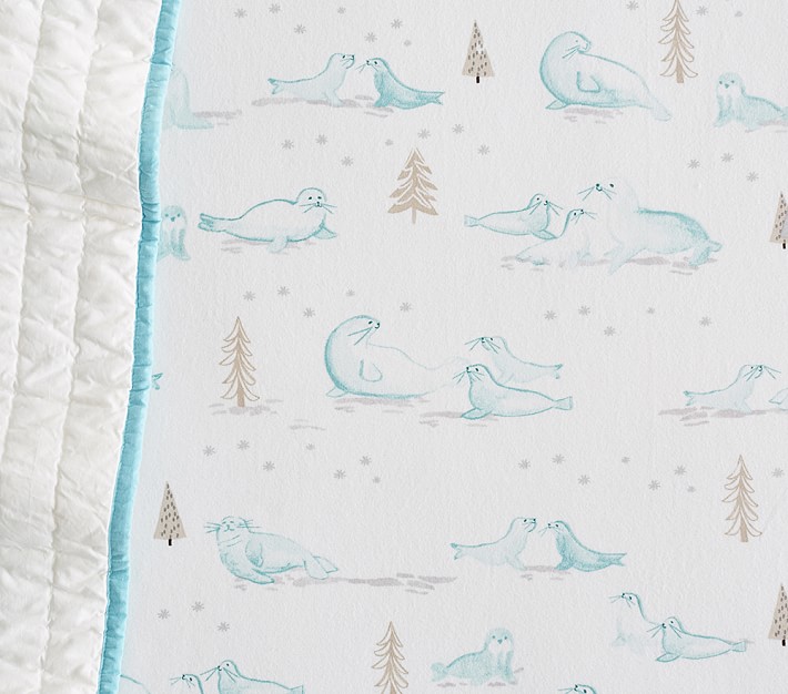 Organic Flannel Winter Seal Crib Sheets Pottery Barn Kids