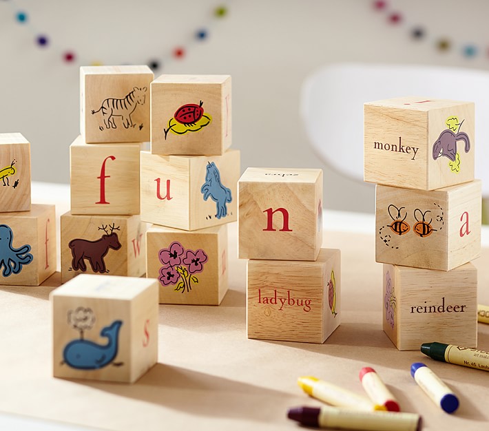 Large Cube Letter Wooden Baby First Name Cubes Personalized