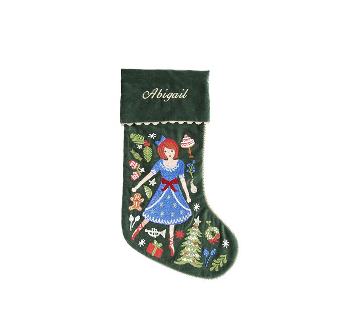 Rifle Paper Co. Nutcracker Embroidered Velvet Christmas Stocking Collection