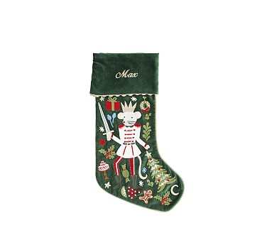 Rifle Paper Co. Nutcracker Mouse King Embroidered Velvet Christmas Stocking