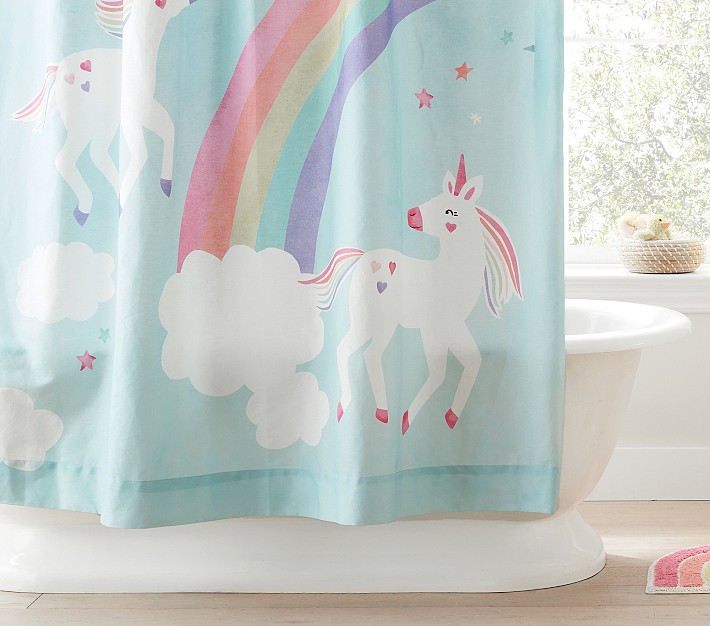 Rainbow Unicorn Kids Shower Curtain Pottery Barn