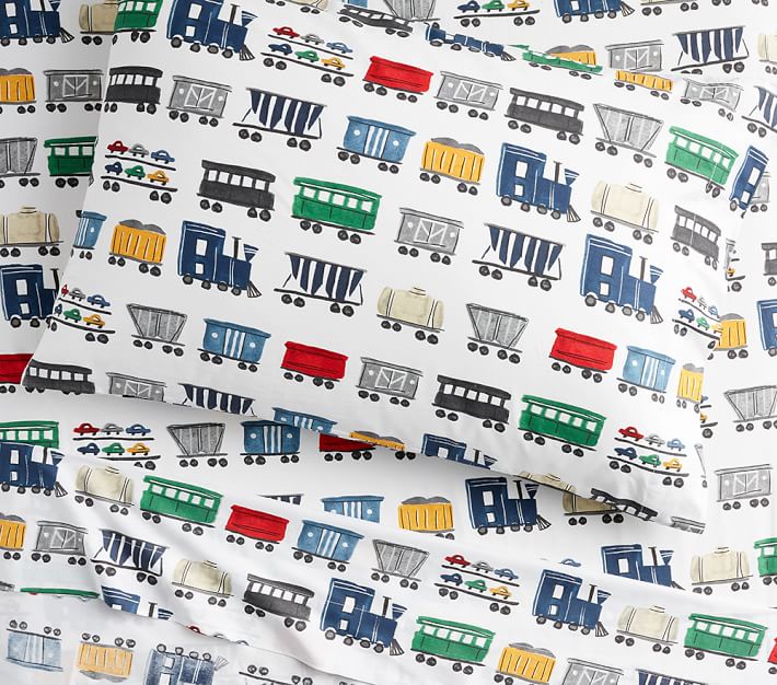 Organic Train Kids' Sheet Set Pottery Barn Kids