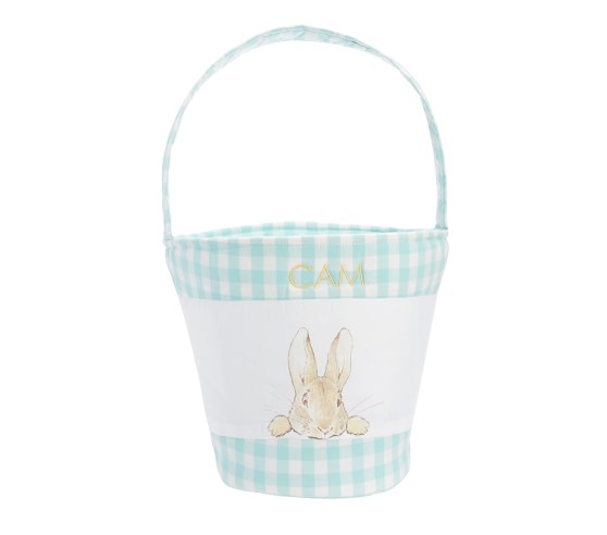 Peter Rabbit™ Aqua Gingham Easter Bucket | Pottery Barn Kids