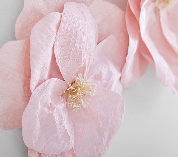 Jumbo Crepe Pink Paper Flowers Set of 2, Kids Wall Decor