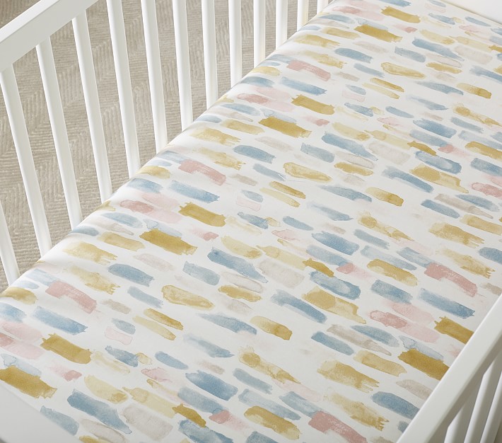 west elm x pbk Organic Watercolor Dot Crib Fitted Sheet Pottery Barn Kids