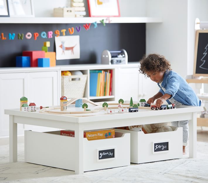 Kids Art Table and Chairs Set Craft Table with Large Storage Desk