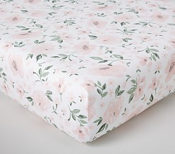 Meredith Allover Floral Organic Crib Fitted Sheet