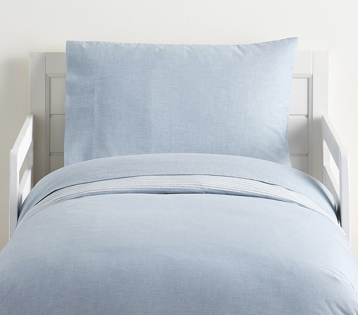 Organic Chambray Toddler Duvet Cover Pottery Barn Kids